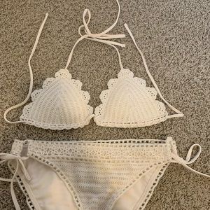 white crochet bikini from Abercrombie